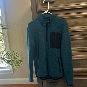 American Eagle Outfitters Teal Zip-Up Sweater with Chest Pocket